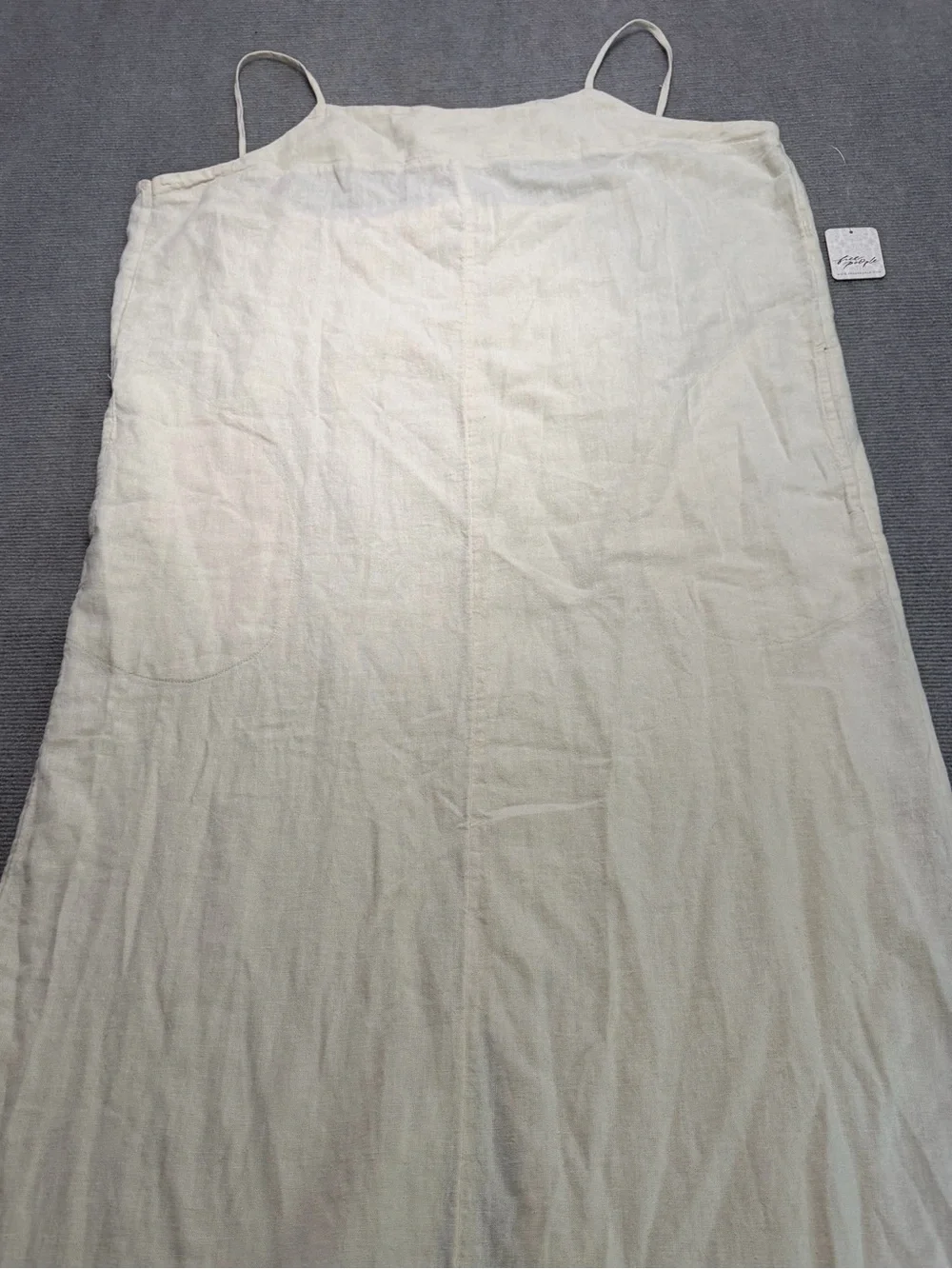 NWT Free People Free-Est Linen Blend Maxi Slip Dress XL Tea Cookie Neutral Boho